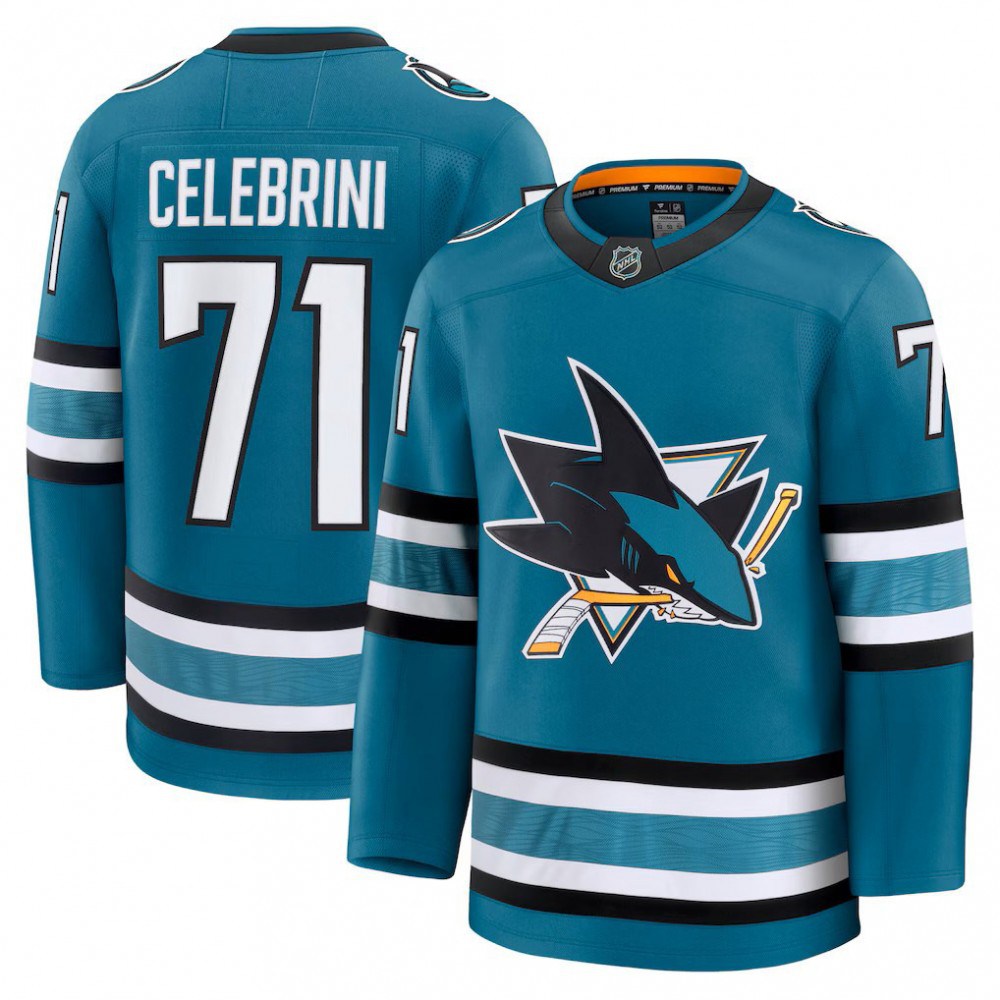 Men's San Jose Sharks Macklin Celebrini Teal Home Premium Jersey-Pro Kit Vault | Brand New 26/27 Sports Jerseys